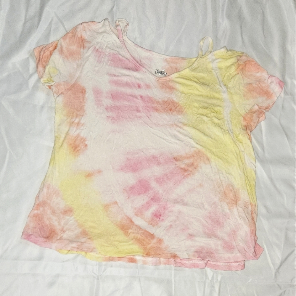 Yellow, Pink Orange, White Tie Dye Justice Tee